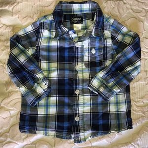 Blue and Green plaid button down shirt
